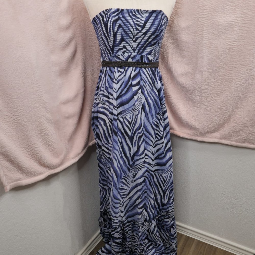 Hot Miami styles Blue Animal Print Maxi Dress